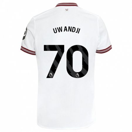 Kandiny Hombre Camiseta Blaise Uwandji #70 Blanco 2ª Equipación 2023/24 La Camisa