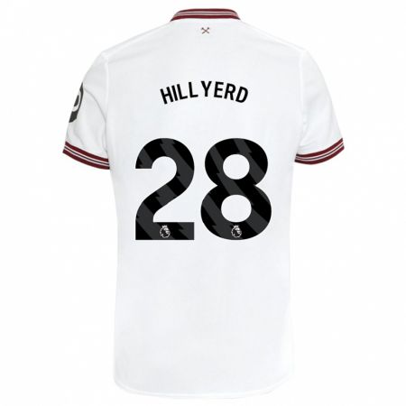 Kandiny Uomo Maglia Sophie Hillyerd #28 Bianco Kit Gara Away 2023/24 Maglietta