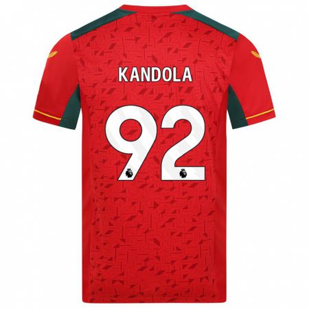 Kandiny Uomo Maglia Kam Kandola #92 Rosso Kit Gara Away 2023/24 Maglietta