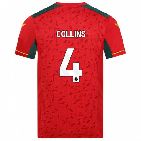 Kandiny Hombre Camiseta Nathan Collins #4 Rojo 2ª Equipación 2023/24 La Camisa