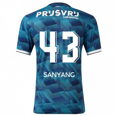 Kandiny Heren Amadou-David Sanyang #43 Blauw Uitshirt Uittenue 2023/24 T-Shirt België