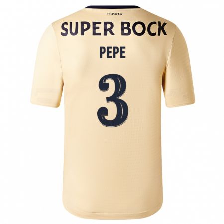 Kandiny Uomo Maglia Pepe #3 Beige-Dorato Kit Gara Away 2023/24 Maglietta