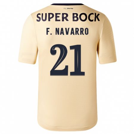 Kandiny Uomo Maglia Fran Navarro #21 Beige-Dorato Kit Gara Away 2023/24 Maglietta