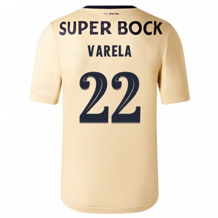 Kandiny Uomo Maglia Alan Varela #22 Beige-Dorato Kit Gara Away 2023/24 Maglietta