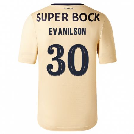 Kandiny Uomo Maglia Evanilson #30 Beige-Dorato Kit Gara Away 2023/24 Maglietta