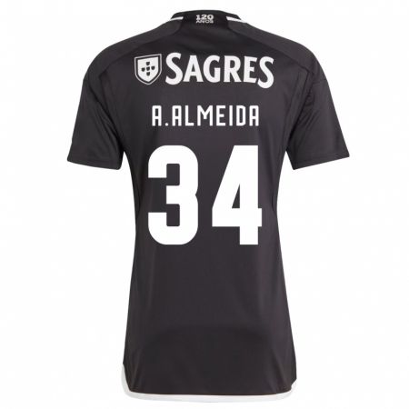 Kandiny Hombre Camiseta Andre Almeida #34 Negro 2ª Equipación 2023/24 La Camisa