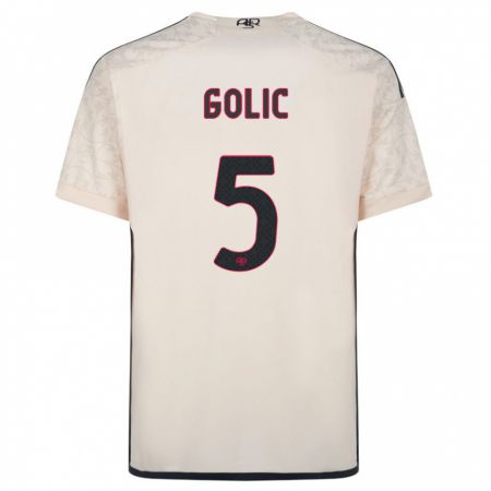 Kandiny Uomo Maglia Lovro Golic #5 Bianco Blu Kit Gara Away 2023/24 Maglietta