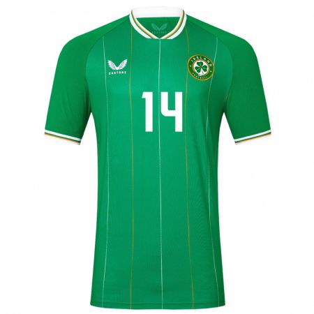 Kandiny Niño Camiseta Irlanda John Ryan #14 Verde 1ª Equipación 24-26 La Camisa