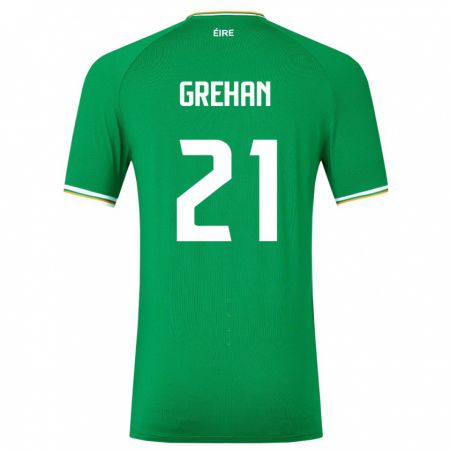 Kandiny Kinder Irische Sean Grehan #21 Grün Heimtrikot Trikot 24-26 T-Shirt Österreich