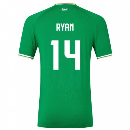 Kandinyキッズアイルランド島John Ryan#14緑ホームシャツ24-26ジャージーユニフォーム