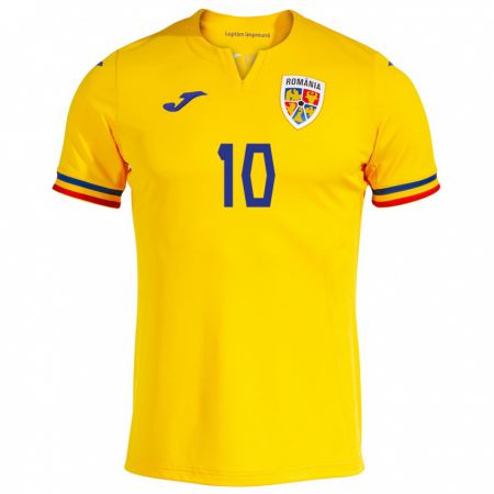 Kandiny Bambino Maglia Romania Eduard Radaslavescu #10 Giallo Kit Gara Home 24-26 Maglietta