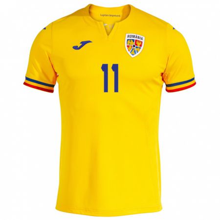 Kandiny Niño Camiseta Rumania Nicuşor Bancu #11 Amarillo 1ª Equipación 24-26 La Camisa México