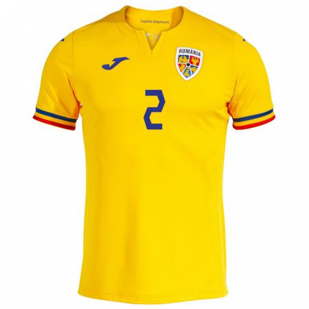 Kandiny Niño Camiseta Rumania Sergiu Pîrvulescu #2 Amarillo 1ª Equipación 24-26 La Camisa México