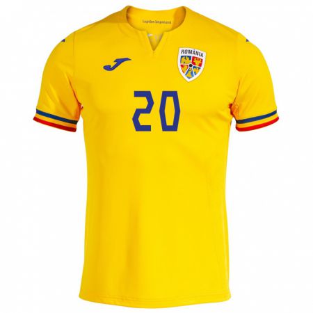 Kandiny Niño Camiseta Rumania Alexandru Musi #20 Amarillo 1ª Equipación 24-26 La Camisa México