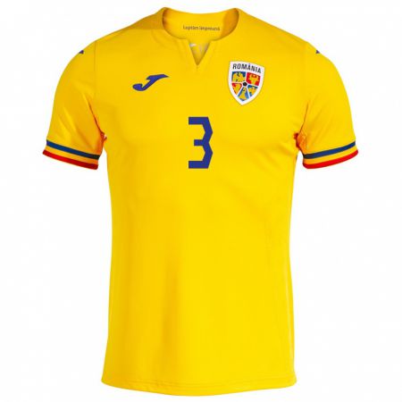 Kandiny Niño Camiseta Rumania Alexandru Șuteu #3 Amarillo 1ª Equipación 24-26 La Camisa México