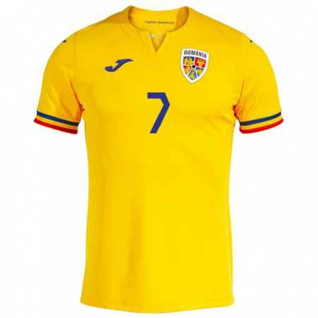 Kandiny Niño Camiseta Rumania Ștefan Bodișteanu #7 Amarillo 1ª Equipación 24-26 La Camisa México