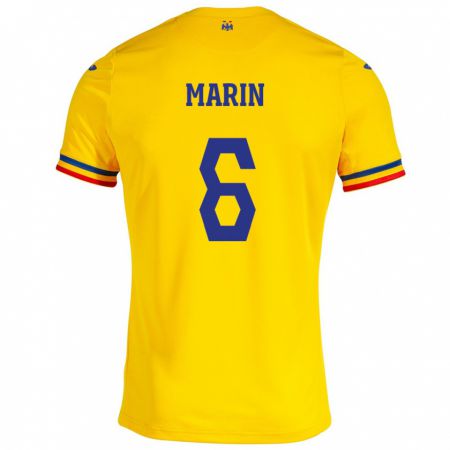 Kandiny Bambino Maglia Romania Marius Marin #6 Giallo Kit Gara Home 24-26 Maglietta