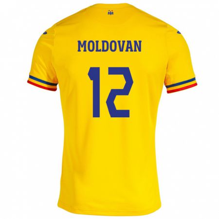 Kandiny Bambino Maglia Romania Horaţiu Moldovan #12 Giallo Kit Gara Home 24-26 Maglietta