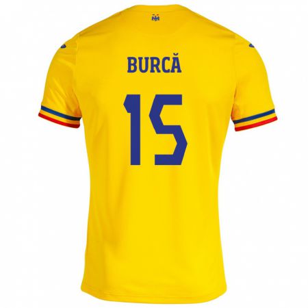 Kandiny Niño Camiseta Rumania Andrei Burcă #15 Amarillo 1ª Equipación 24-26 La Camisa México