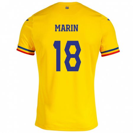 Kandiny Bambino Maglia Romania Răzvan Marin #18 Giallo Kit Gara Home 24-26 Maglietta