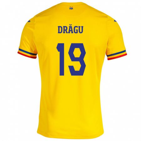 Kandiny Kinderen Roemenië Denis Drăguş #19 Geel Thuisshirt Thuistenue 24-26 T-Shirt België