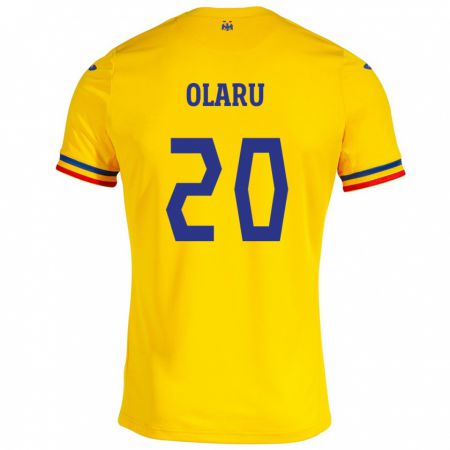 Kandiny Bambino Maglia Romania Darius Olaru #20 Giallo Kit Gara Home 24-26 Maglietta