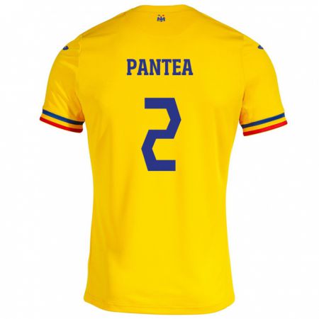 Kandiny Niño Camiseta Rumania Alexandru Pantea #2 Amarillo 1ª Equipación 24-26 La Camisa México