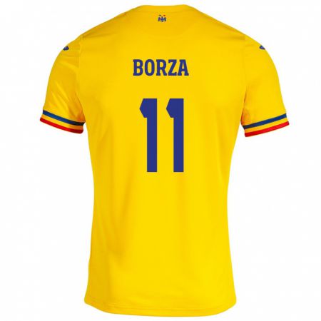 Kandiny Bambino Maglia Romania Andrei Borza #11 Giallo Kit Gara Home 24-26 Maglietta