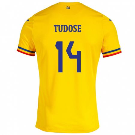 Kandiny Niño Camiseta Rumania Mario Tudose #14 Amarillo 1ª Equipación 24-26 La Camisa México