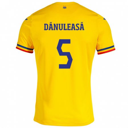 Kandiny Kinder Rumänische Gabriel Dănuleasă #5 Gelb Heimtrikot Trikot 24-26 T-Shirt Österreich