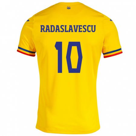 Kandiny Bambino Maglia Romania Eduard Radaslavescu #10 Giallo Kit Gara Home 24-26 Maglietta