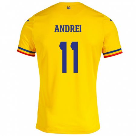 Kandiny Kinder Rumänische Doru Andrei #11 Gelb Heimtrikot Trikot 24-26 T-Shirt Österreich