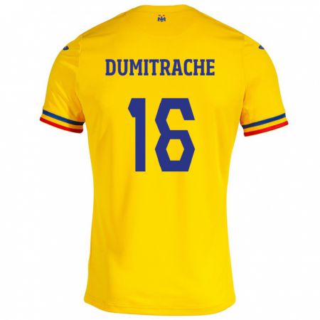 Kandiny Kinder Rumänische Valentin Dumitrache #16 Gelb Heimtrikot Trikot 24-26 T-Shirt Österreich