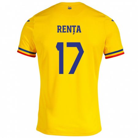 Kandiny Niño Camiseta Rumania Denis Rența #17 Amarillo 1ª Equipación 24-26 La Camisa México