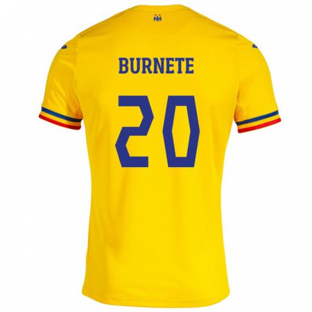 Kandiny Bambino Maglia Romania Rareș Burnete #20 Giallo Kit Gara Home 24-26 Maglietta