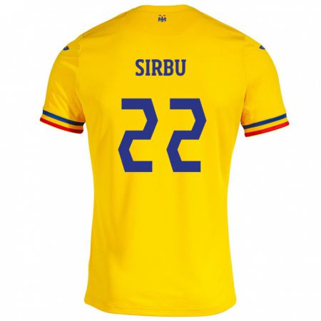 Kandiny Bambino Maglia Romania Dan Sîrbu #22 Giallo Kit Gara Home 24-26 Maglietta