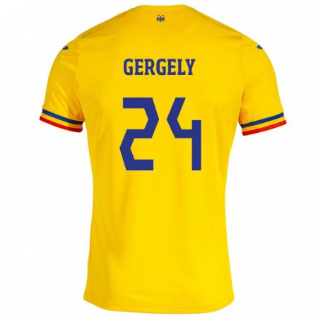 Kandiny Kinderen Roemenië Botond Gergely #24 Geel Thuisshirt Thuistenue 24-26 T-Shirt België