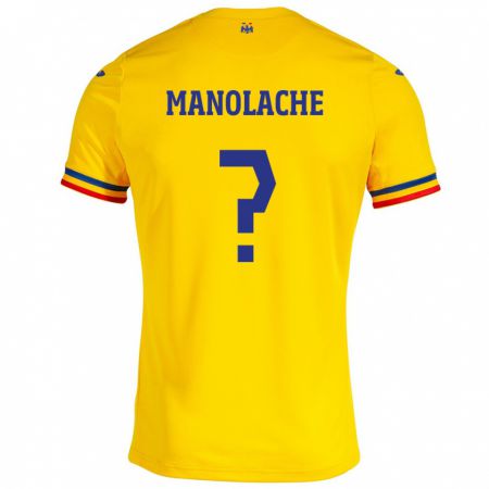 Kandiny Bambino Maglia Romania Luca Manolache #0 Giallo Kit Gara Home 24-26 Maglietta