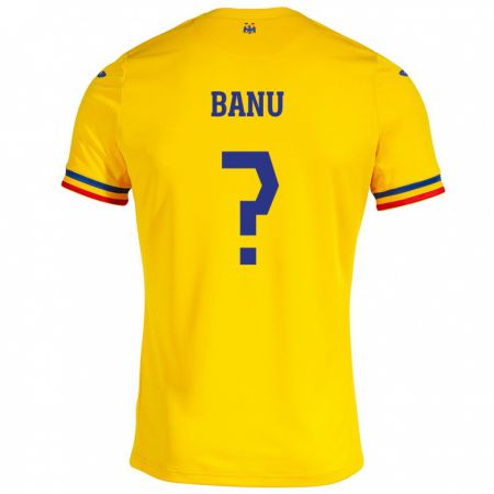 Kandiny Bambino Maglia Romania Luca Banu #0 Giallo Kit Gara Home 24-26 Maglietta