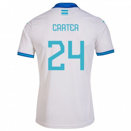 Kandiny Niño Camiseta Honduras Daniel Carter #24 Blanco 1ª Equipación 24-26 La Camisa