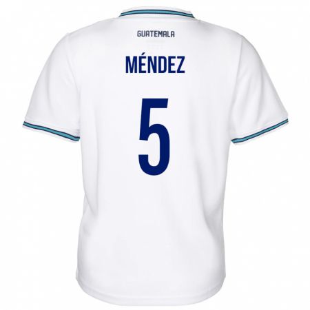 Kandiny Kinderen Guatemala Diego Méndez #5 Wit Thuisshirt Thuistenue 24-26 T-Shirt