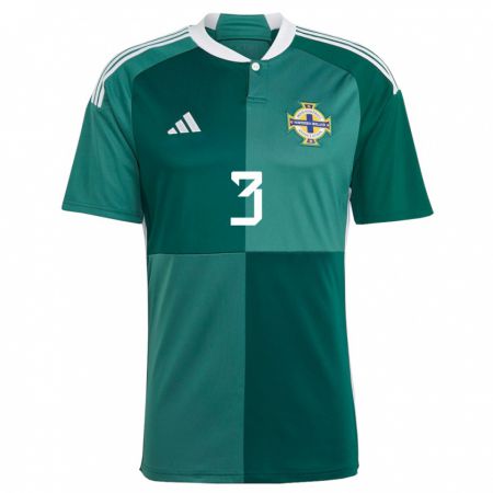 Kandiny Bambino Maglia Irlanda Del Nord Jamal Lewis #3 Verde Kit Gara Home 24-26 Maglietta