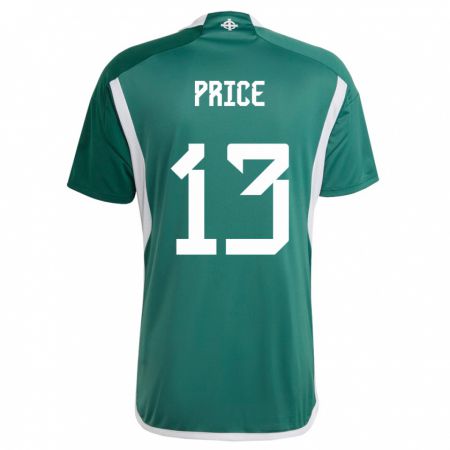 Kandiny Kinderen Noord-Ierland Isaac Price #13 Groente Thuisshirt Thuistenue 24-26 T-Shirt