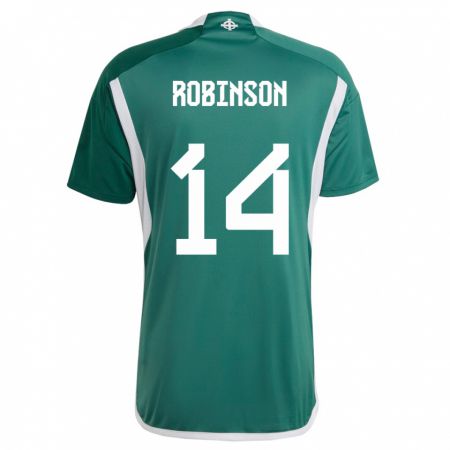 Kandiny Niño Camiseta Irlanda Del Norte Darren Robinson #14 Verde 1ª Equipación 24-26 La Camisa