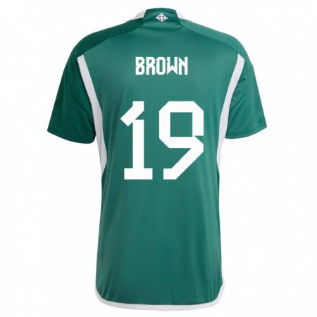 Kandiny Bambino Maglia Irlanda Del Nord Sean Brown #19 Verde Kit Gara Home 24-26 Maglietta