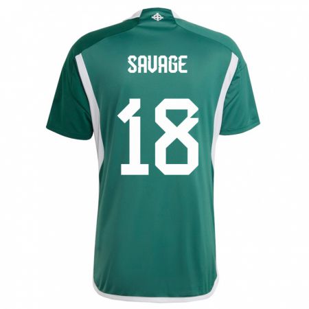 Kandiny Bambino Maglia Irlanda Del Nord Troy Savage #18 Verde Kit Gara Home 24-26 Maglietta