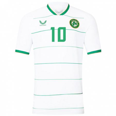 Kandiny Bambino Maglia Irlanda Adam Idah #10 Bianco Kit Gara Away 24-26 Maglietta