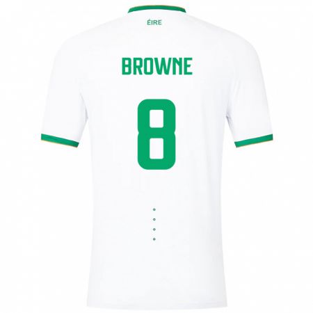 Kandiny Bambino Maglia Irlanda Alan Browne #8 Bianco Kit Gara Away 24-26 Maglietta