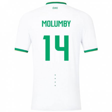 Kandiny Bambino Maglia Irlanda Jayson Molumby #14 Bianco Kit Gara Away 24-26 Maglietta