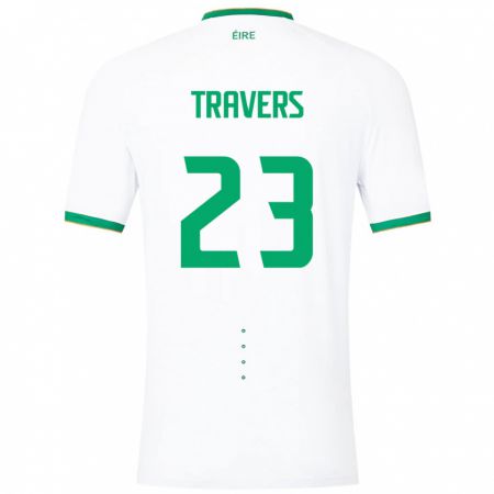 Kandiny Bambino Maglia Irlanda Mark Travers #23 Bianco Kit Gara Away 24-26 Maglietta